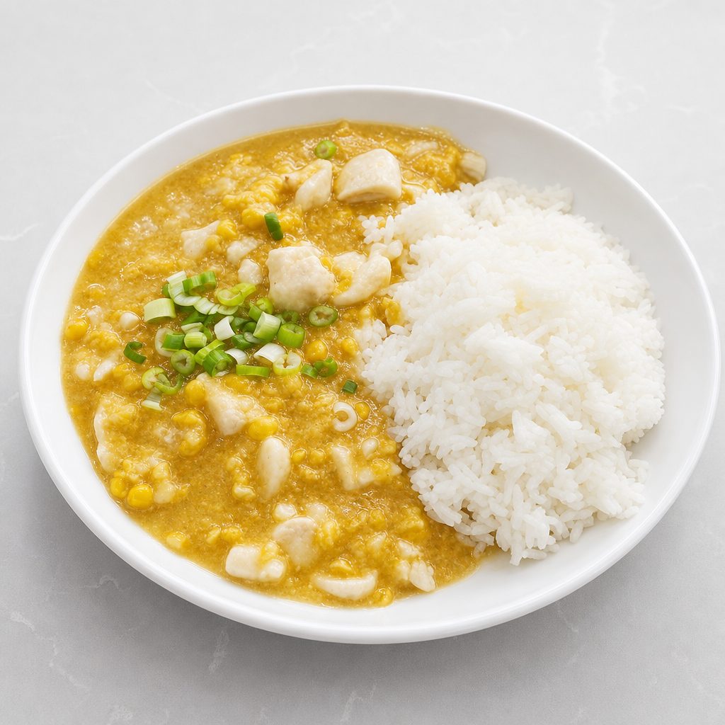 (S) Chicken with Corn Over Rice 粟米鸡粒饭.