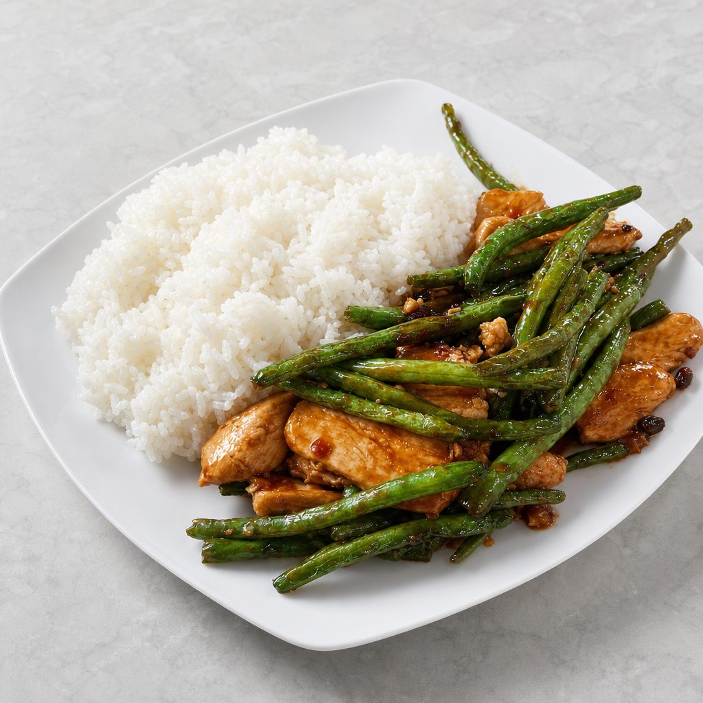 Chicken String Beans Over Rice (Spicy) 四季豆鸡饭.