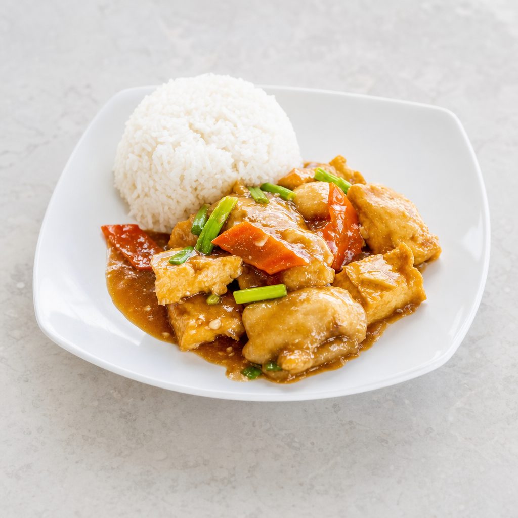 Fish Fillet with Tofu over Rice 鱼片豆腐饭.