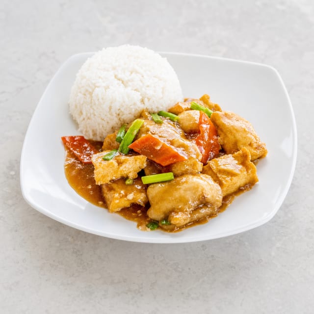 Fish Fillet with Tofu over Rice 鱼片豆腐饭.