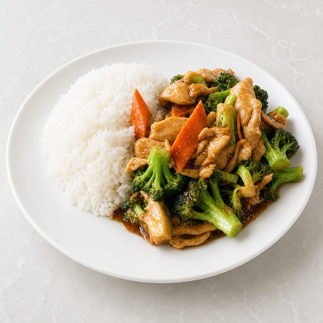 Chicken with Broccoli over Rice 芥兰鸡饭.