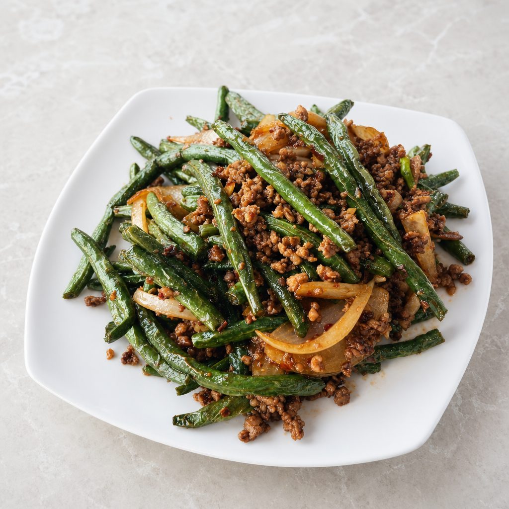 (LG) String Beans with Minced Pork (大) 干边四季豆.