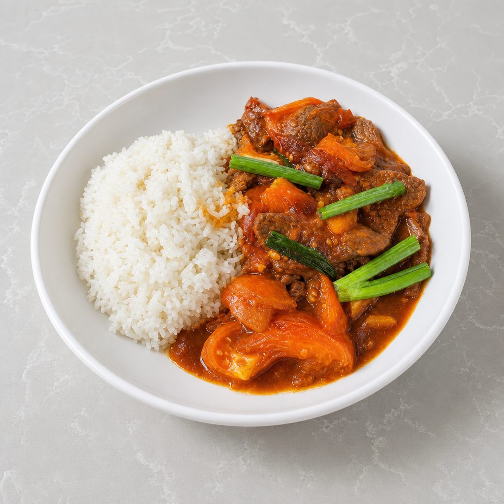 Beef with Tomatoes Over Rice 番茄牛肉饭.