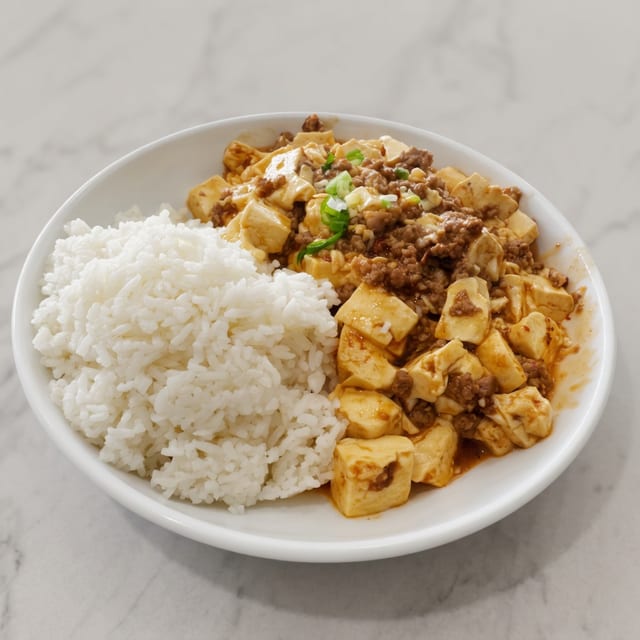 Szechuan Mapo Tofu Over Rice 四川麻婆豆腐饭.