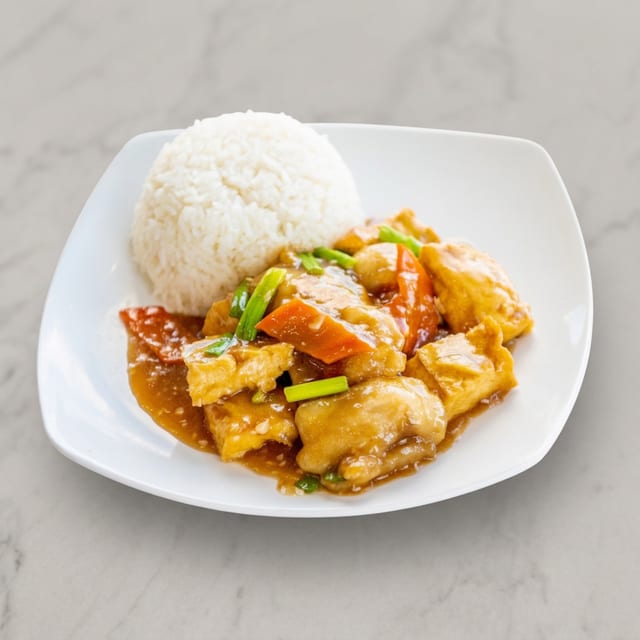 Fish Fillet with Tofu over Rice 鱼片豆腐饭.