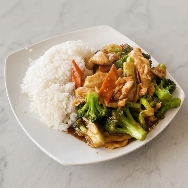 (S) (Chicken/Beef/Shrimp/Pork/Tofu/Scallop) Broccoli over Rice 芥兰饭.