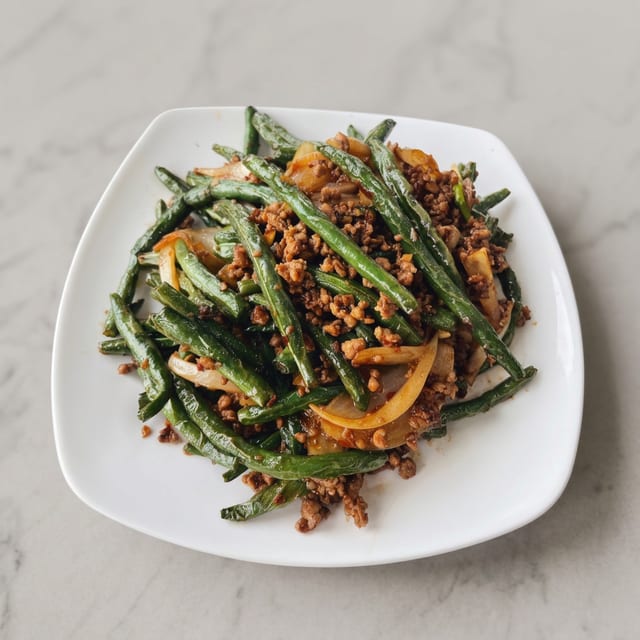 (LG) String Beans with Minced Pork (大) 干边四季豆.