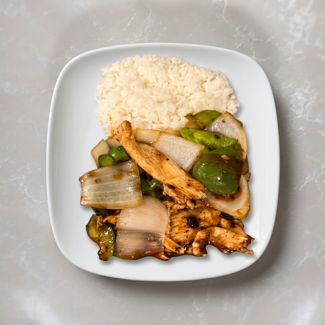 Chicken Black Bean Sauce Over Rice 豉汁鸡饭.